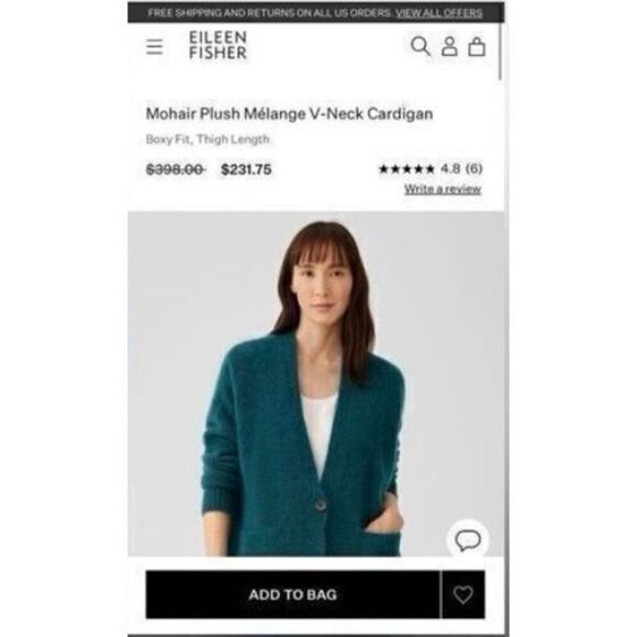 Eileen Fisher Wommen's XXS Organic Cotton Longline Button Front Cardigan Teal - Picture 3 of 12